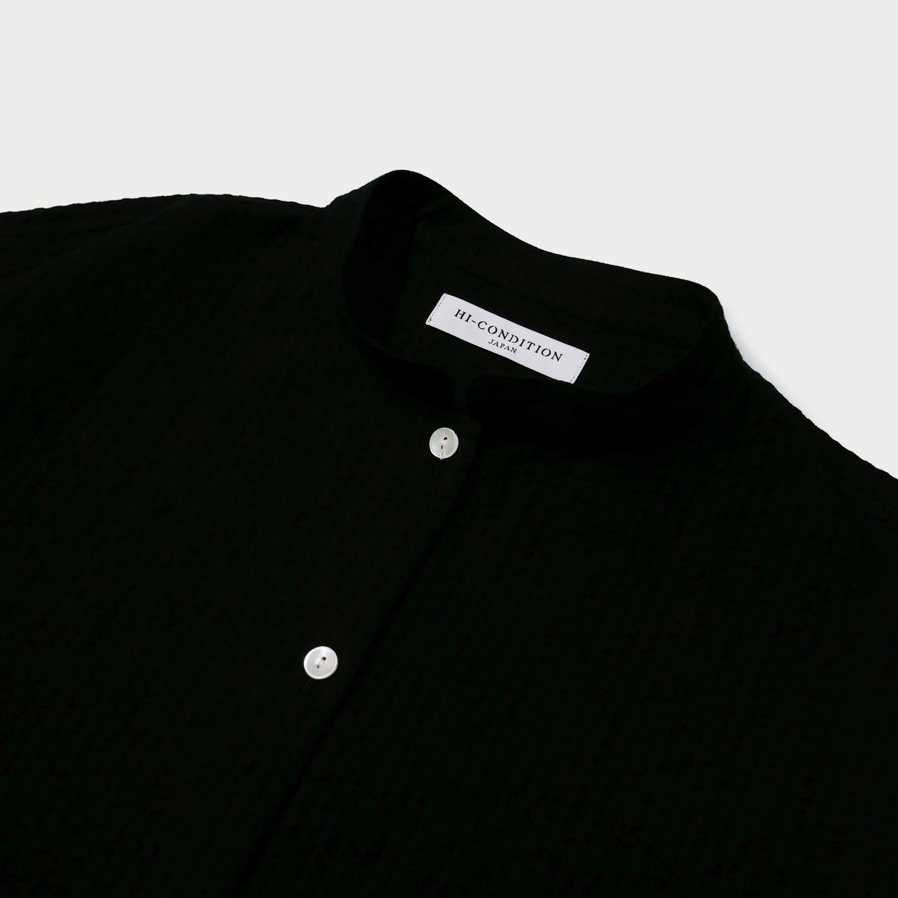 ( BLACK ) MAO COLLAR SHORT SLEEVE SHIRT