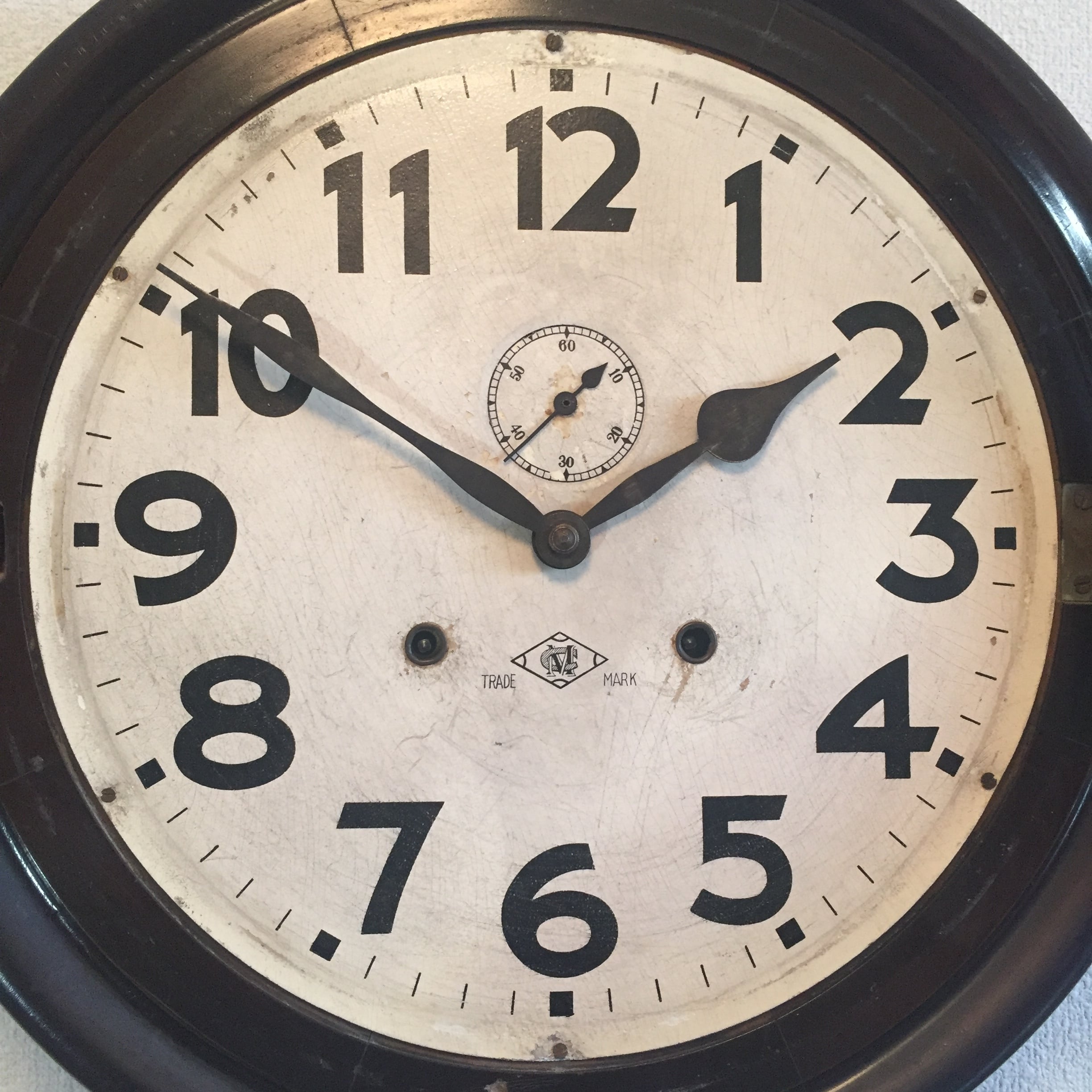 昭和初期頃 明治時計製 グレシャム型丸時計 スモセコ付