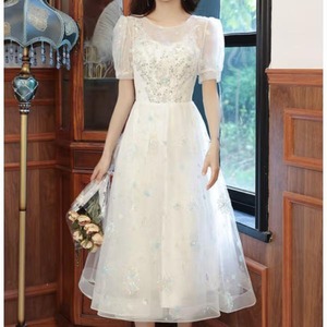 ドレス XS-3XL レディース パーティー スパンコール ワンピース 上品 結婚式 披露宴 春夏秋冬 デート Aライン デザイン袖 イブニングドレス