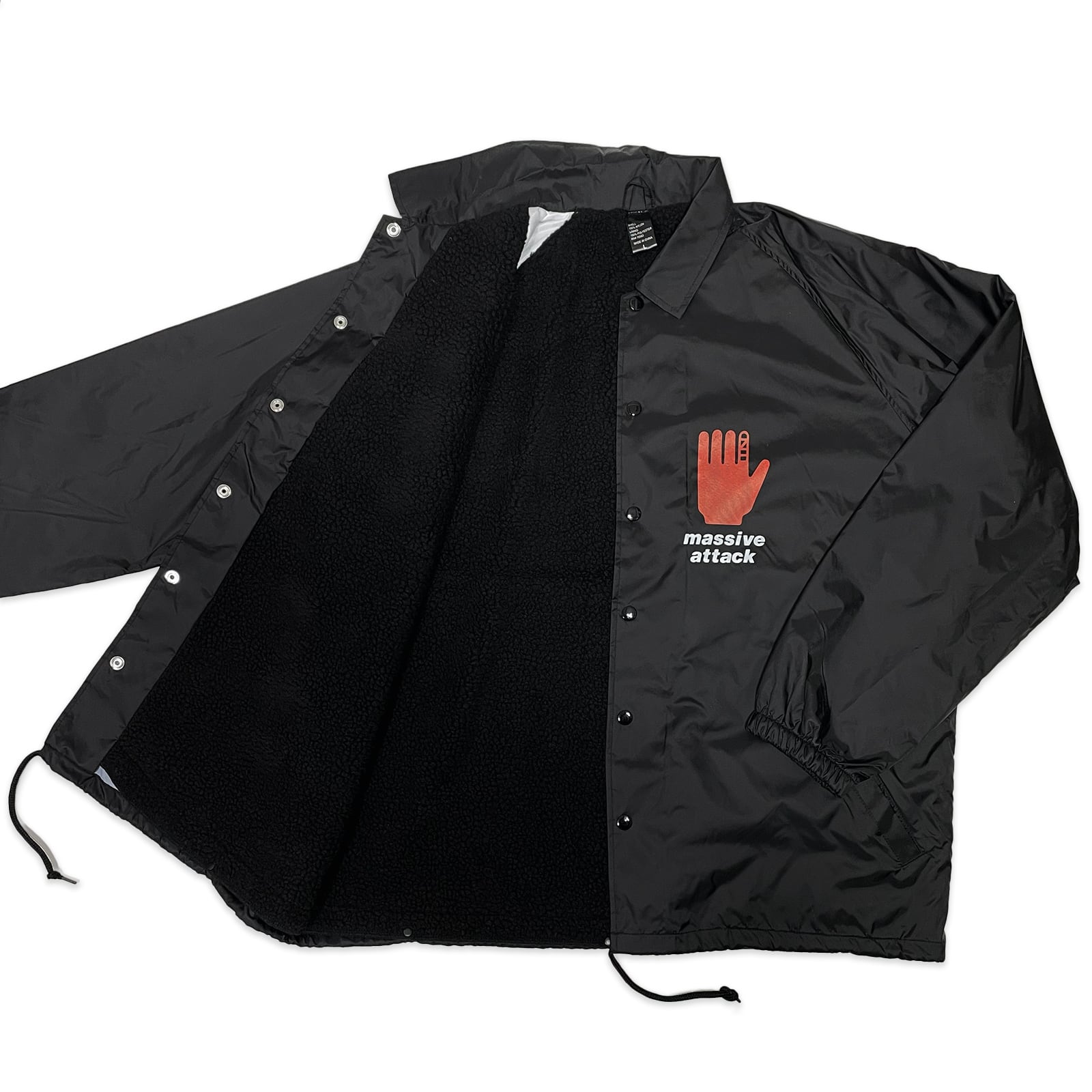 massive attack コーチジャケット オフィシャル　黒　XXL Massive Attack 「LOGO」 ボア コーチ ジャケット【BEIMAR】Sherpa