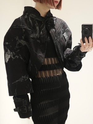 【26SS】MUKCYEN ムッシャン / クロップドジャケット /scapular harness jacket-burnout treated denim