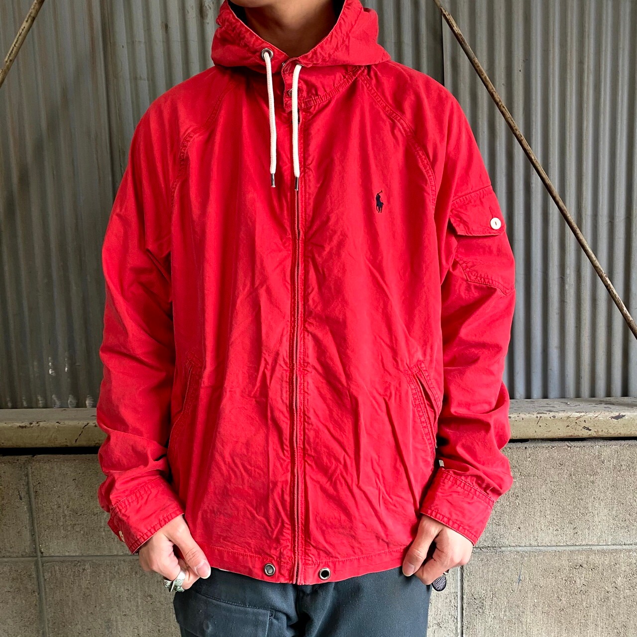 ポロラルフローレン フード付き スイングトップ メンズL 古着 Polo  