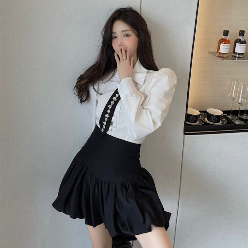 オータムスリーブシャツ スタイル薄手Aラインスカート 秋物 ハンチェンe92320682195