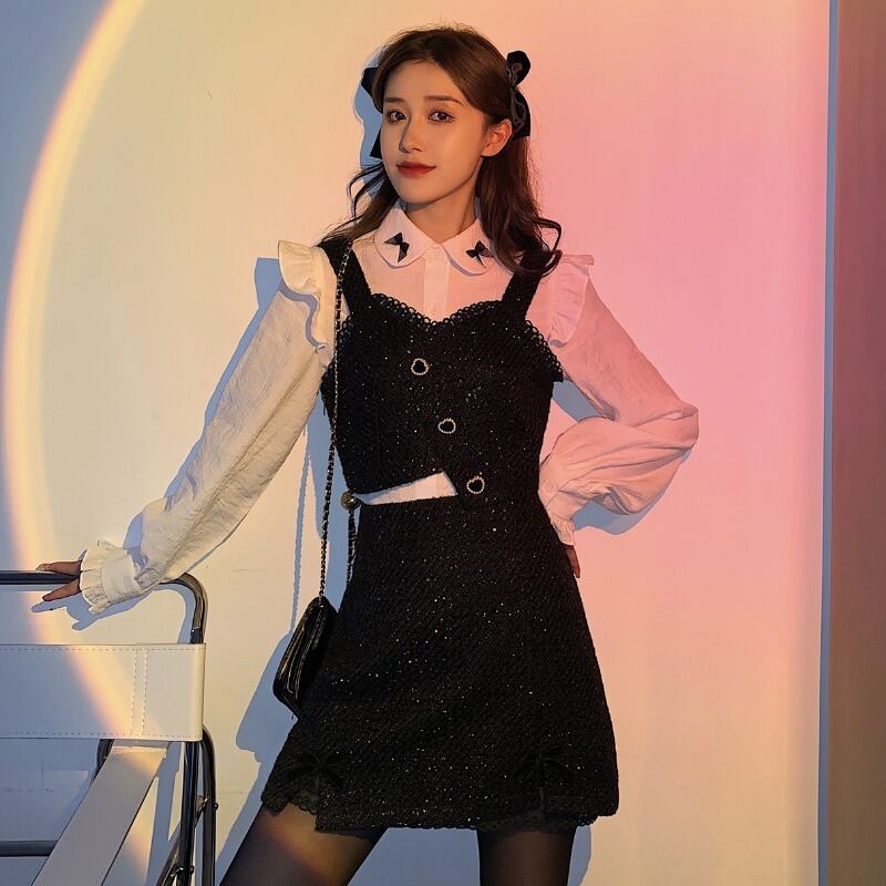 スプリングハイウェストウェストAラインスカート ホワイトシャツ 春物 YY-ファッション21517830426