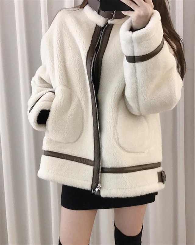 花のように綺麗です 韓国ファッション 厚手 フェイクファー 短いスタイル ゆったりする ムートンコート