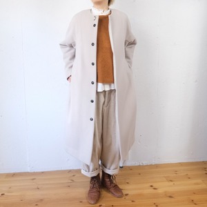 suzuki takayuki (スズキタカユキ)no-collar coat ラウンドネック コート/ アイスグレー