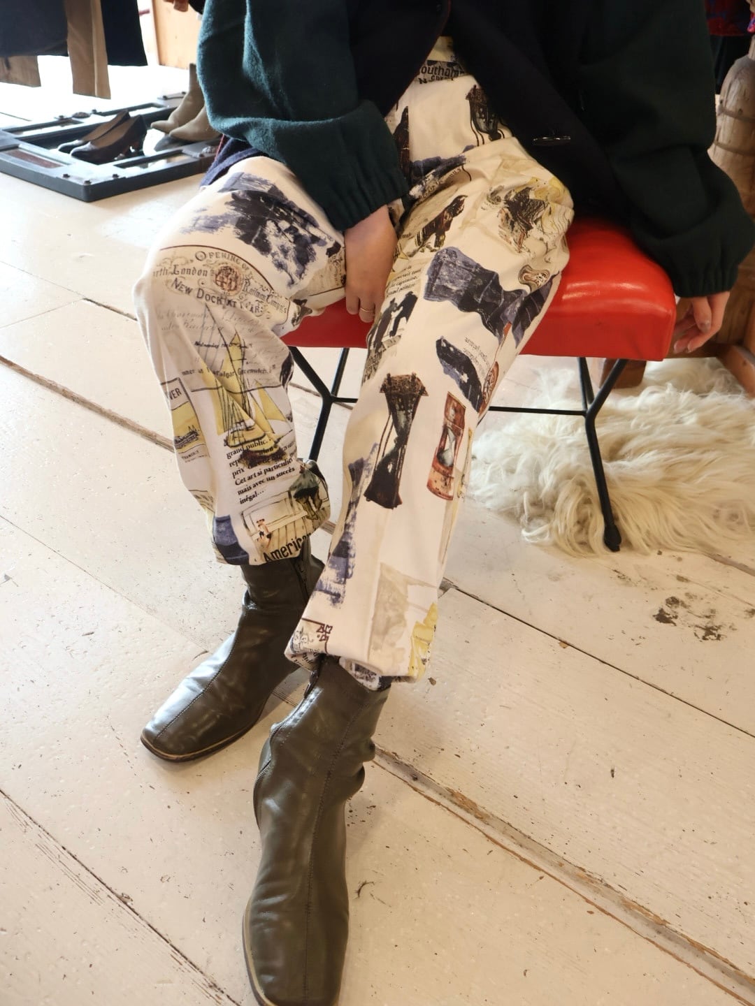 80s all over pattern design pants【1920】
