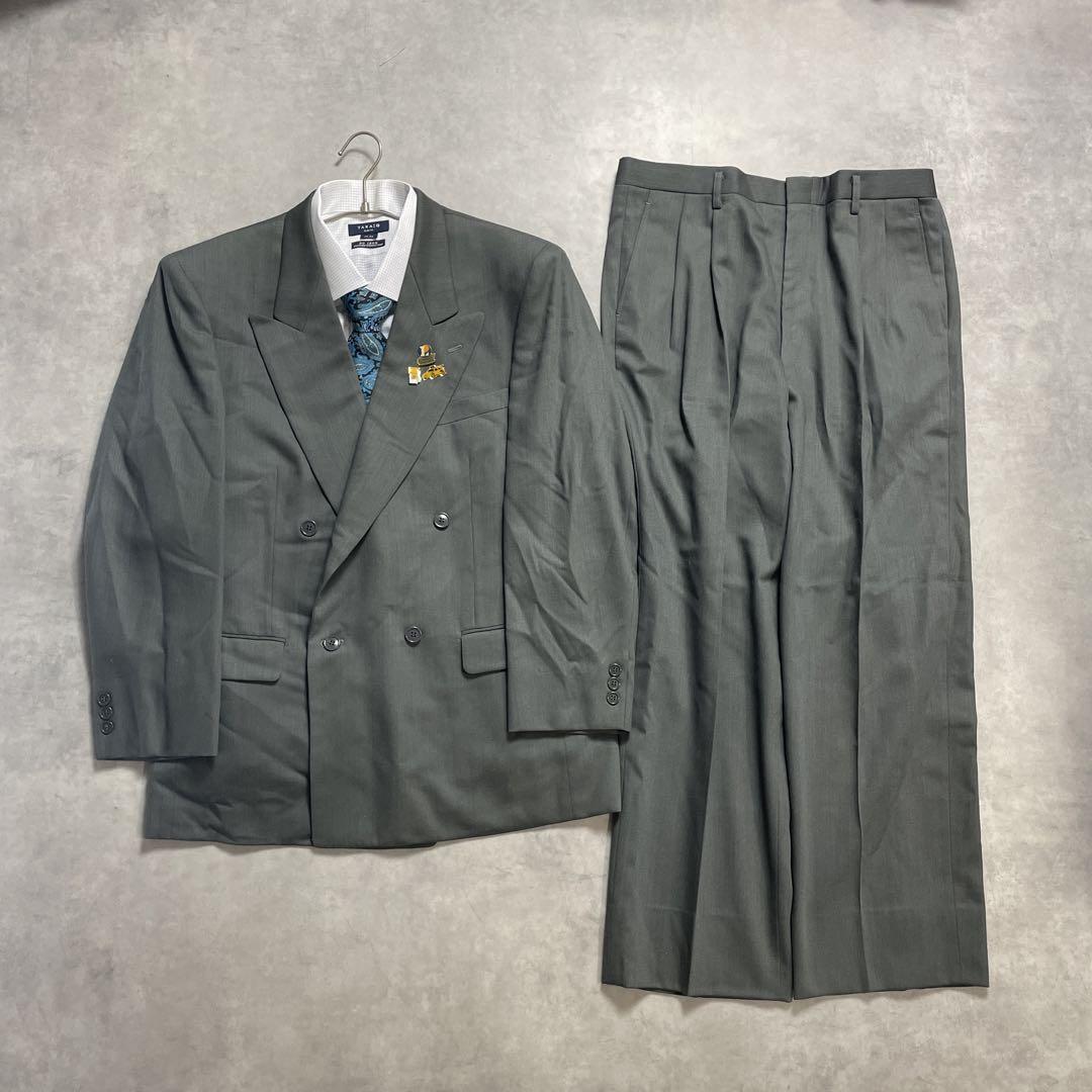 90s vintage スーツ ダブル セットアップ ピンズ vol.7 グレー