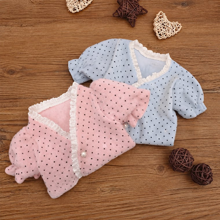 baby dot cardigan S ~ XL 2color / 犬服 秋冬 可愛い 犬の服 トップス ドッグウェア アンゴラ カーディガン もこもこ 暖かい 室内服 小型犬 中型犬 お揃い 韓国ワンコ服 アウター