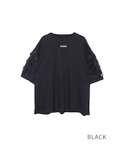 フリルスリーブルーズTシャツ (BLACK) CQ-48031