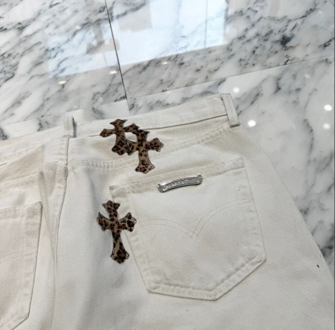 CHROME HEARTS クロムハーツ VNTG Leopard Harako Leather Cross Patch