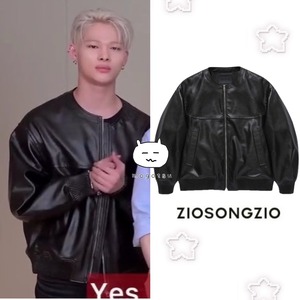 ★ENHYPEN ニキ 着用！！【ZIOSONGZIO】COLLARLESS LEATHER JACKET BROWN