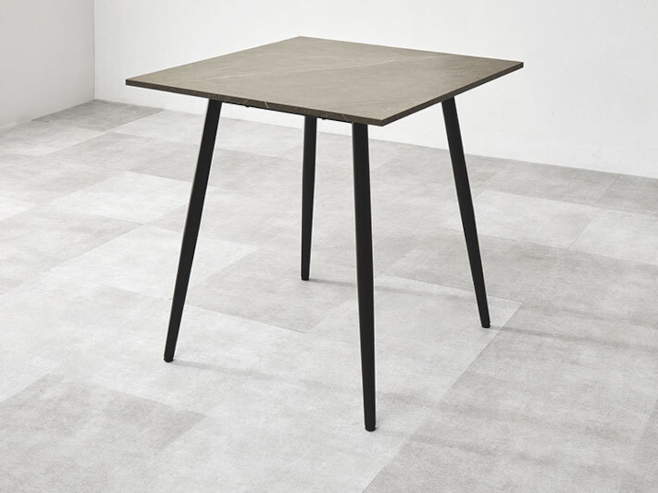 75×75cmカフェテーブル3点セット 大理石調 【チェア:ダークグレー】・画像6