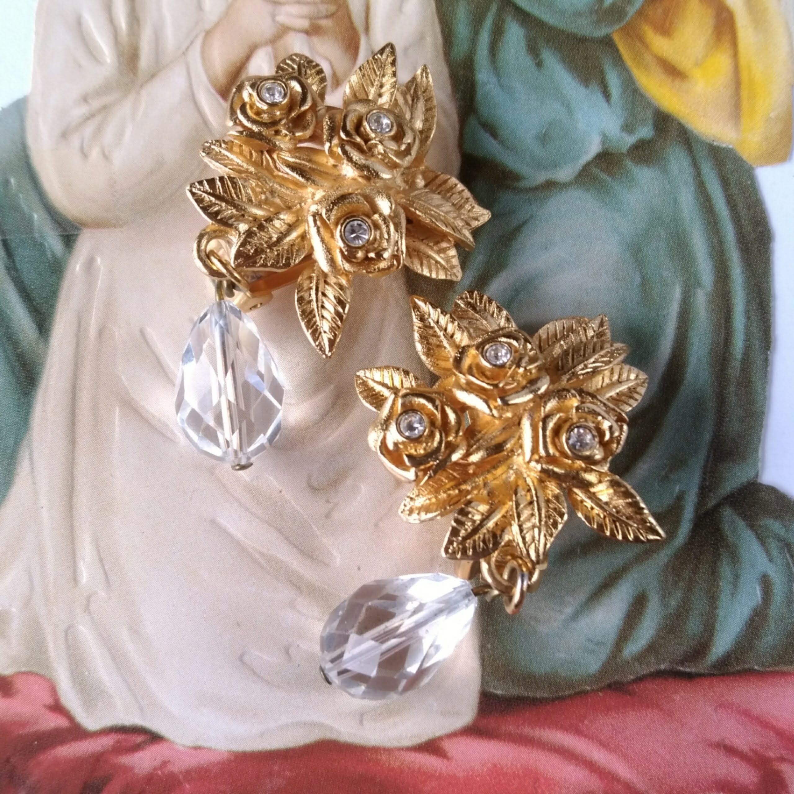 Orena Paris》rose dangle vintage earrings オレナ パリ ヴィンテージ