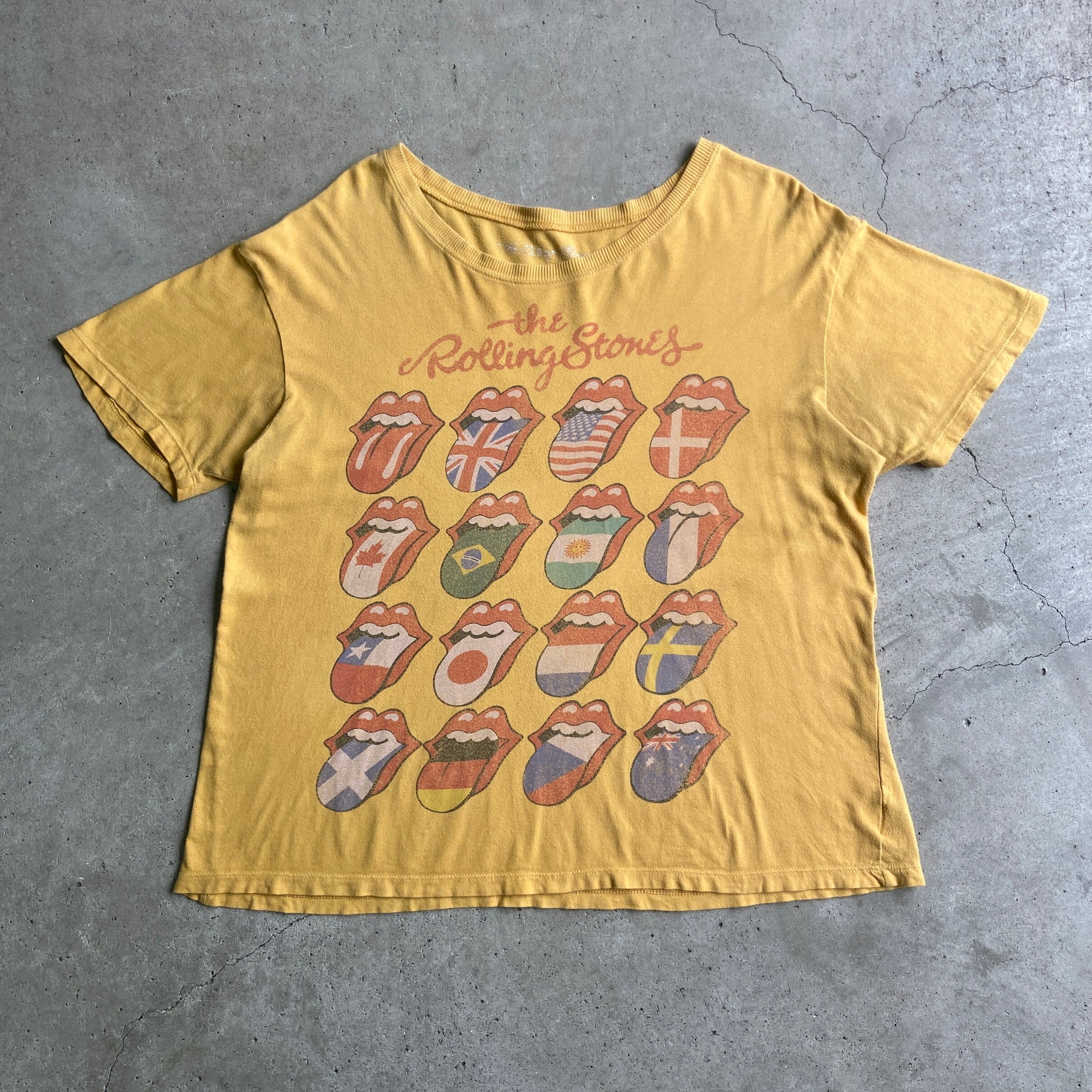 古着　The Rolling Stones Tシャツ イエロー The Rolling Stones ローリングストーンズ バンドTシャツ メンズM 古着