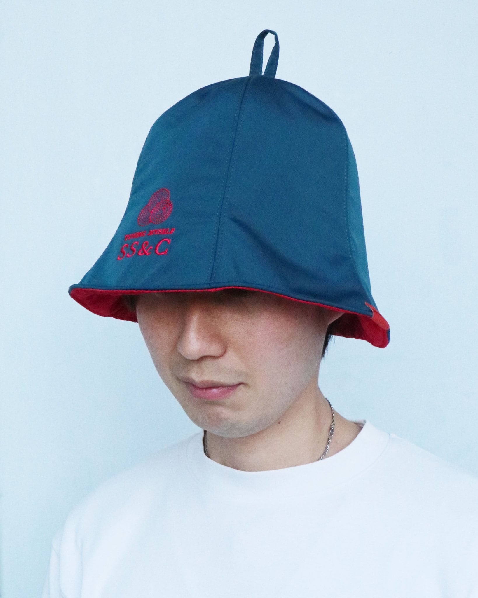 新色】オリジナルサウナハット（ピーコックブルー×レッド） | 品川