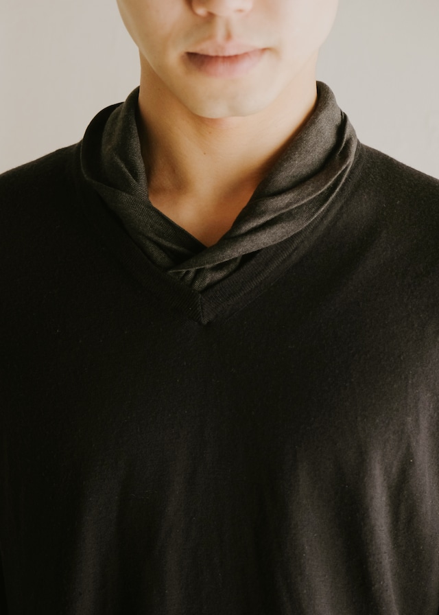 00's HERMÈS detachable collar wool silk v-neck knit