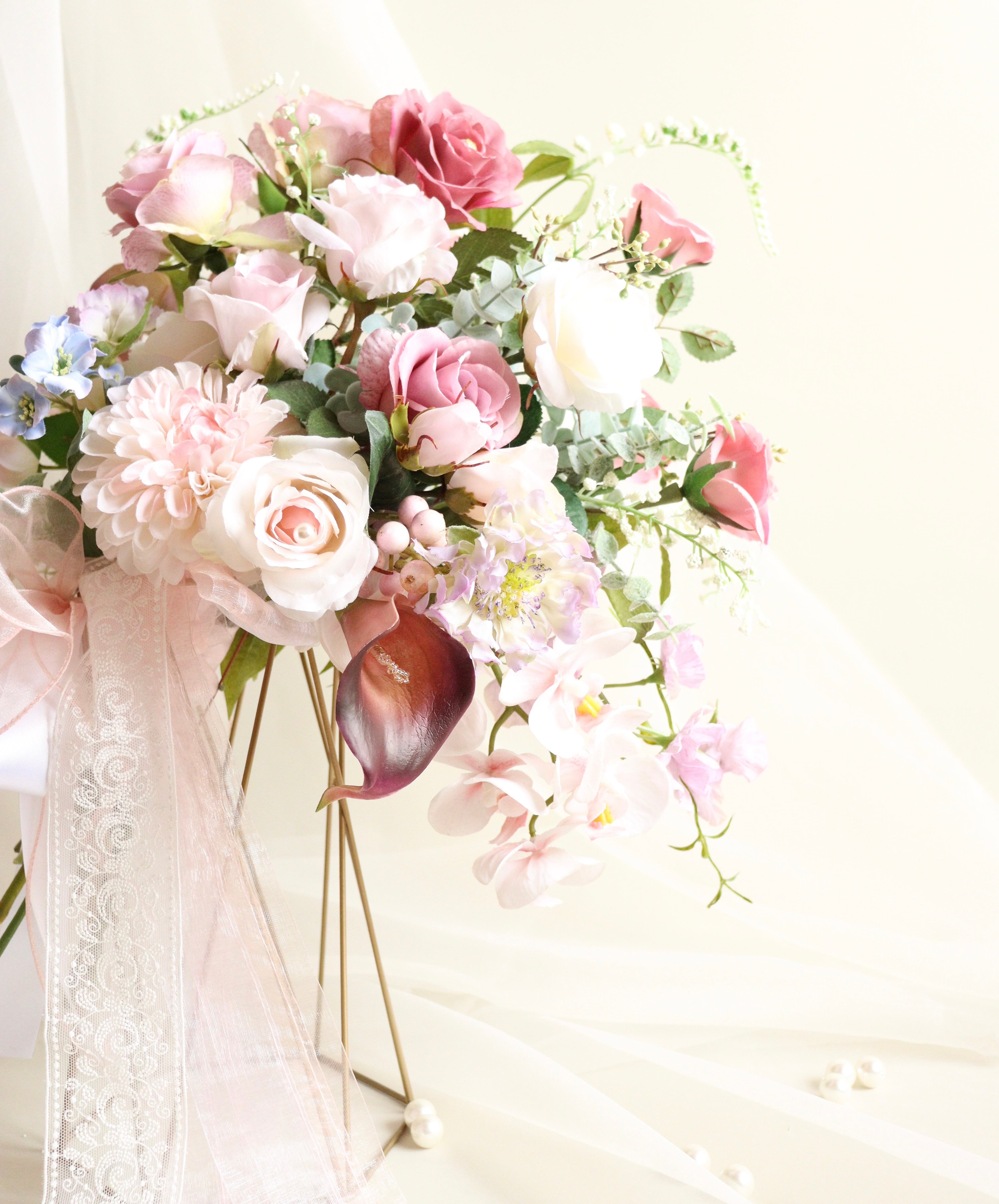 春色イメージクラッチブーケandブートニア 春色クラッチブーケ