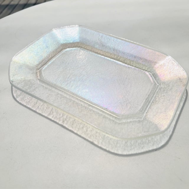 天気雨 隅切り角皿 虹プレート