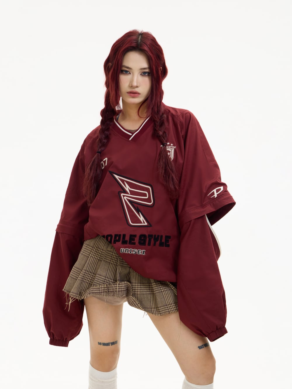 PEOPLESTYLE 長袖 トップス ロゴ スウェット Vネック 男女兼用 PEOPLESTYLE 2WAY 長袖スウェット Vネック トップス ロゴ