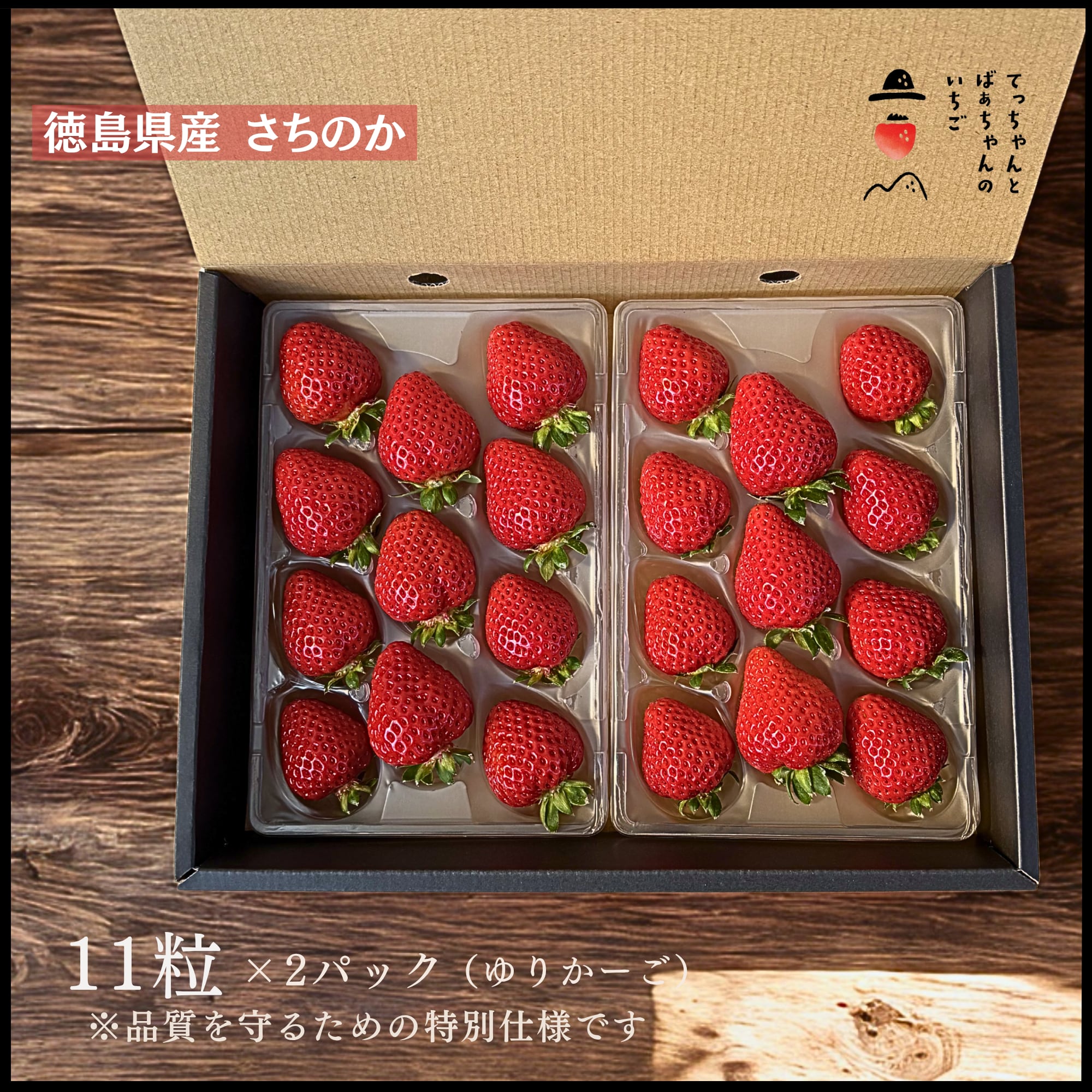 てっちゃんとばあちゃんのいちご【家庭用】2パック | いちごのてっちゃん