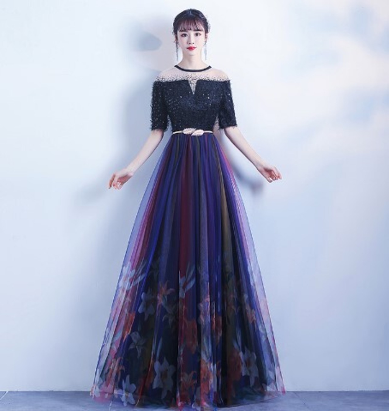 美品！ パーティードレス ロング ファスナー エレガント 細見え  