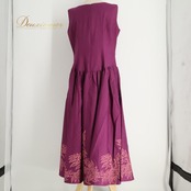 フラダンス 衣装 CC Fashions CCファッション ワンピース ドレス パープル系 植物柄 ハワイアンプリント ハワイアン アロハ フラ ダンス レッスン 練習 ハワイ製 ピンク系 紫 ピンク ノースリーブ フレアスカート 華やか 鮮やか かわいい おしゃれ 上品 大人っぽい