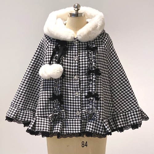 ゆめかわ♡全３カラー　千鳥柄ポンチョ　jya29