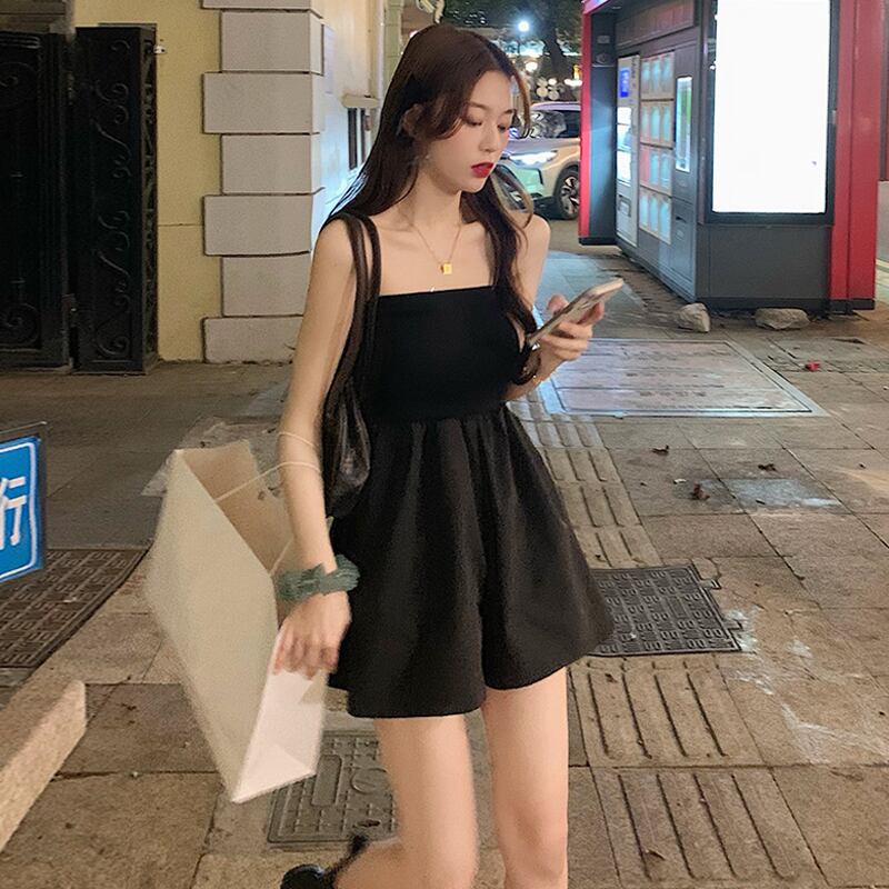 ブラックトップス ジャンプスーツ オールインワン サマー薄手 夏物 スーパーモール37608378102