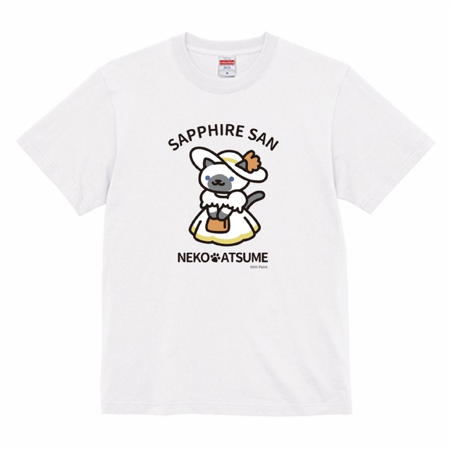 【受注生産品】ねこあつめ　ゆきねこさん　推しねこTシャツ　大きいサイズ　背中プリント+胸元ロゴ（ブラック）