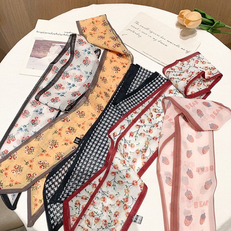 薄手ストライプ リボン アクセサリー シルク ブラック・アイド・ピーズ41571222029