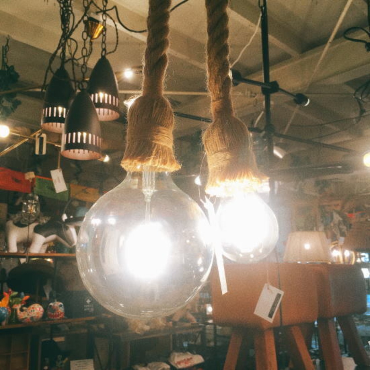 TOPANGA Lighting マニラロープランプ　ダブル100cm　50×2　ナチュラル　流木　吹き抜け　リビング　ダイニング　ショップ　飲食店　カフェ　店舗照明