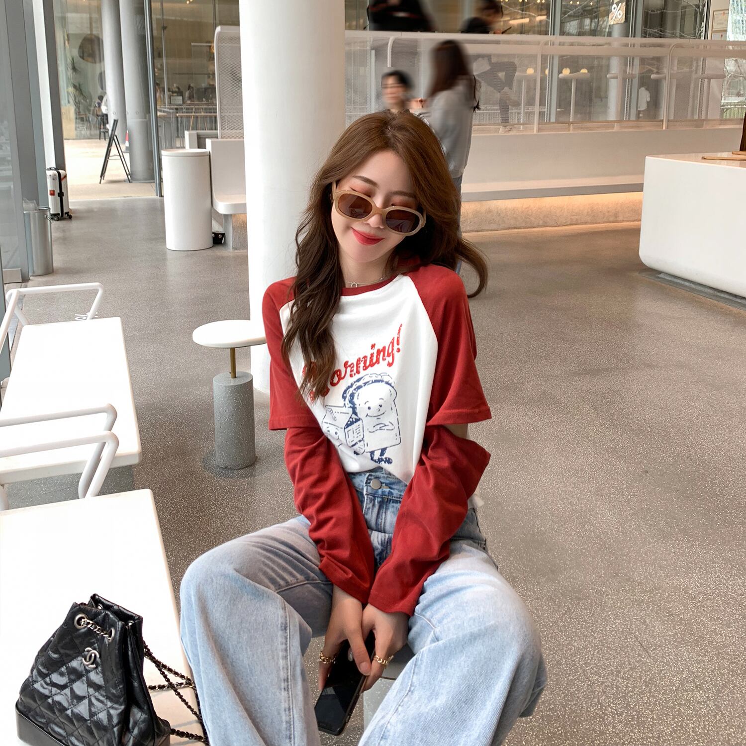 スリーブレッドTシャツ スプリングトップス 春物 6Du_Shop_Women66725417987