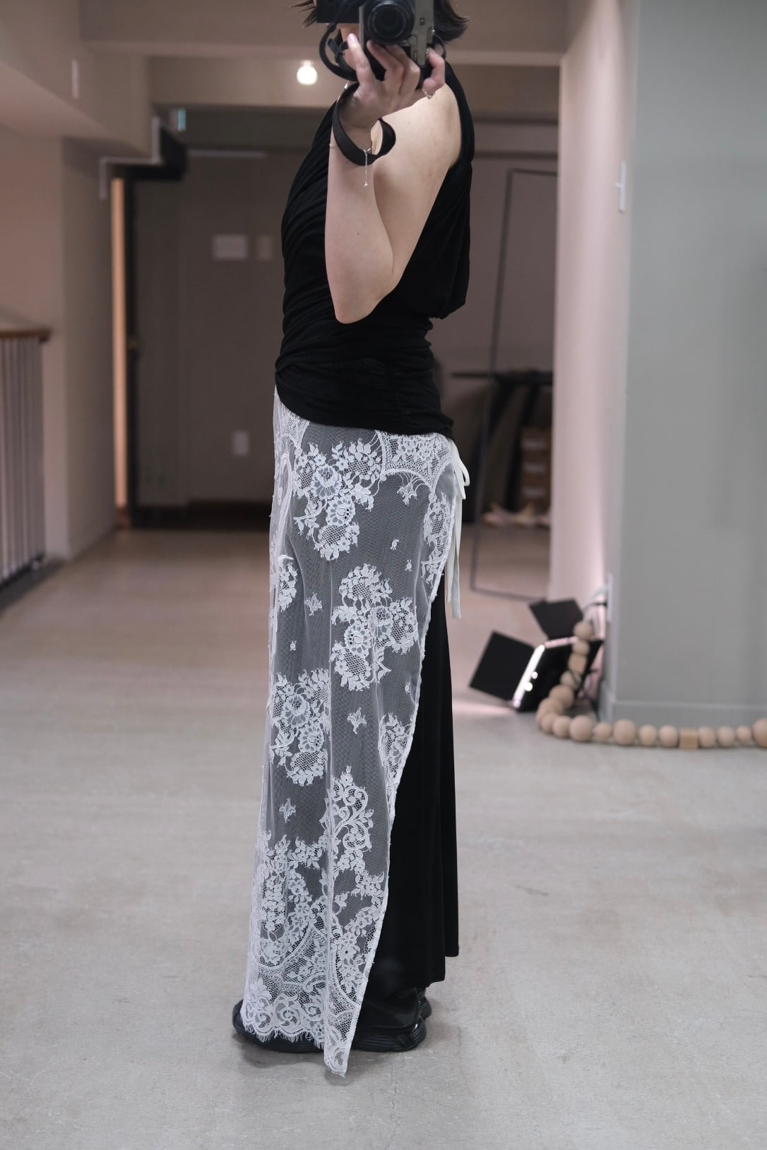FETICO】SHEER GATHERED SLEEVELESS TOP -Black- | loop