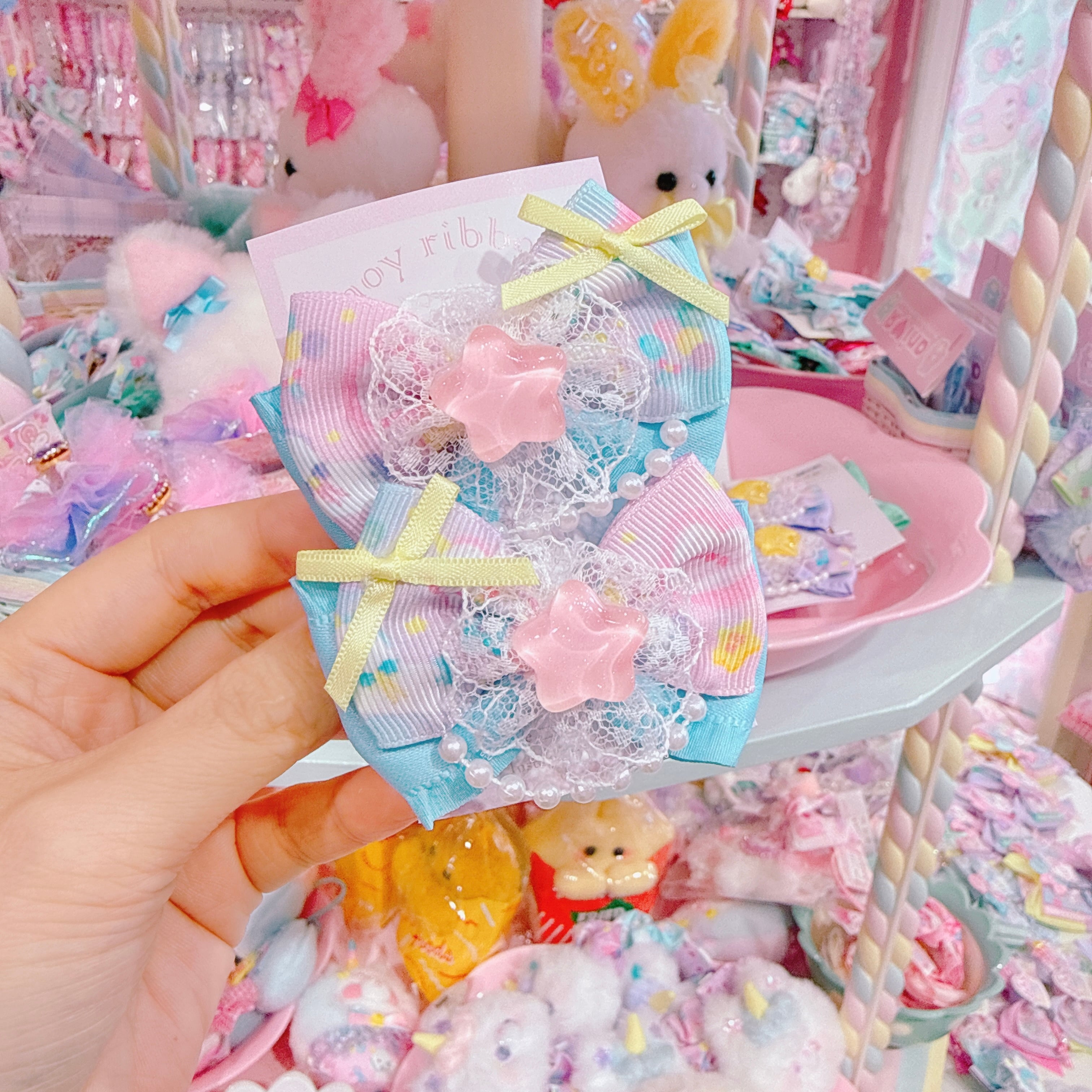 【F7】68-1ツインリボンヘアクリップ