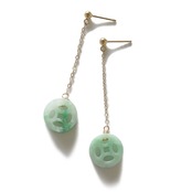 ミャンマー産翡翠 K14gf チェーン 翡翠透かし彫り ピアス A貨翡翠 jd_mm1003