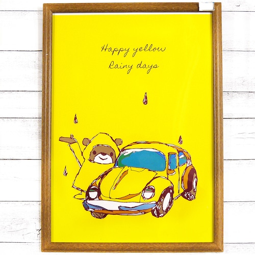 【M.O】Happy yellow Rainy days./額入りイラスト