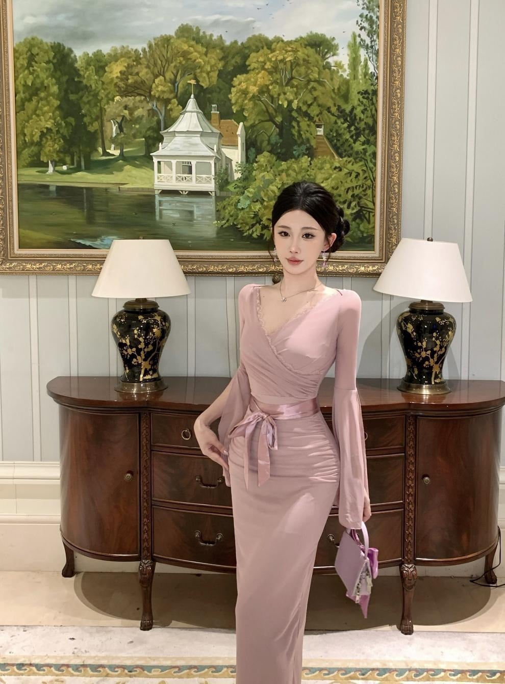dress】リボンベルト付きカシュクールワンピース RX9042 | BeautyYouStyle