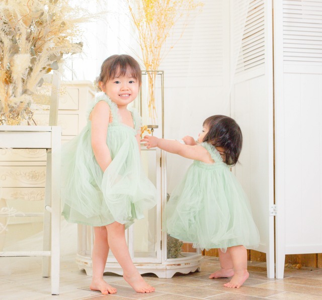 即納baby tulle dress  green