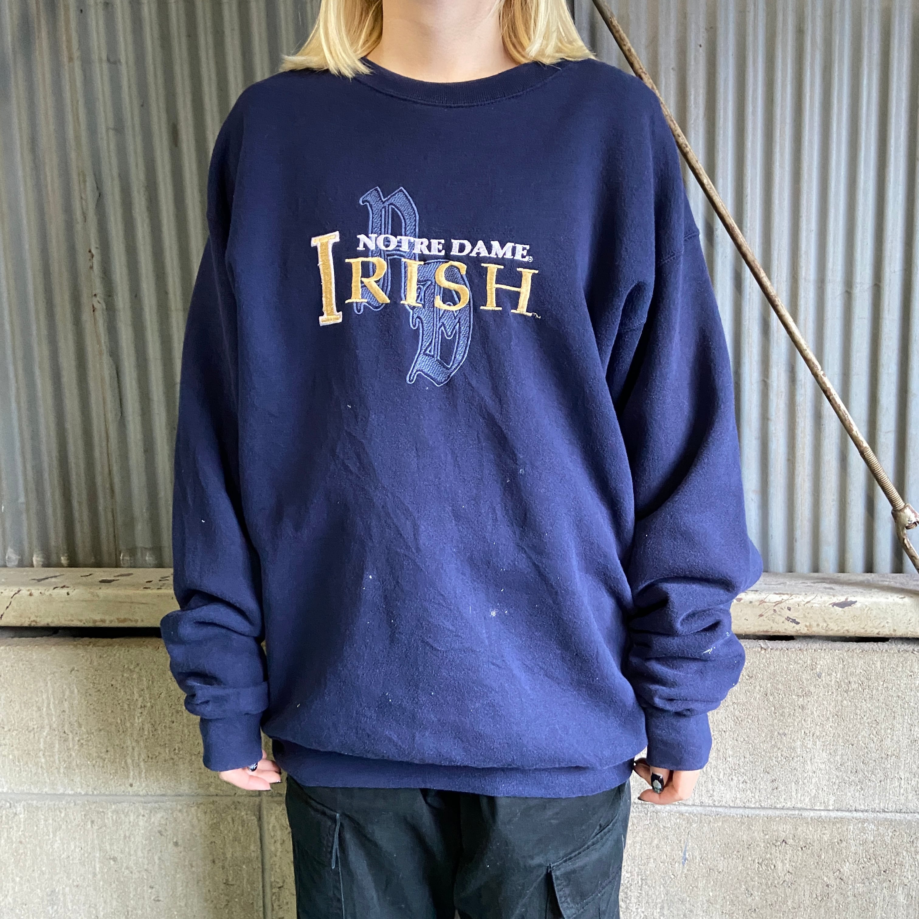 USA製 90年代 IRISH NOTRE DAME ノートルダム大学 ロゴ 刺繍 カレッジ ...