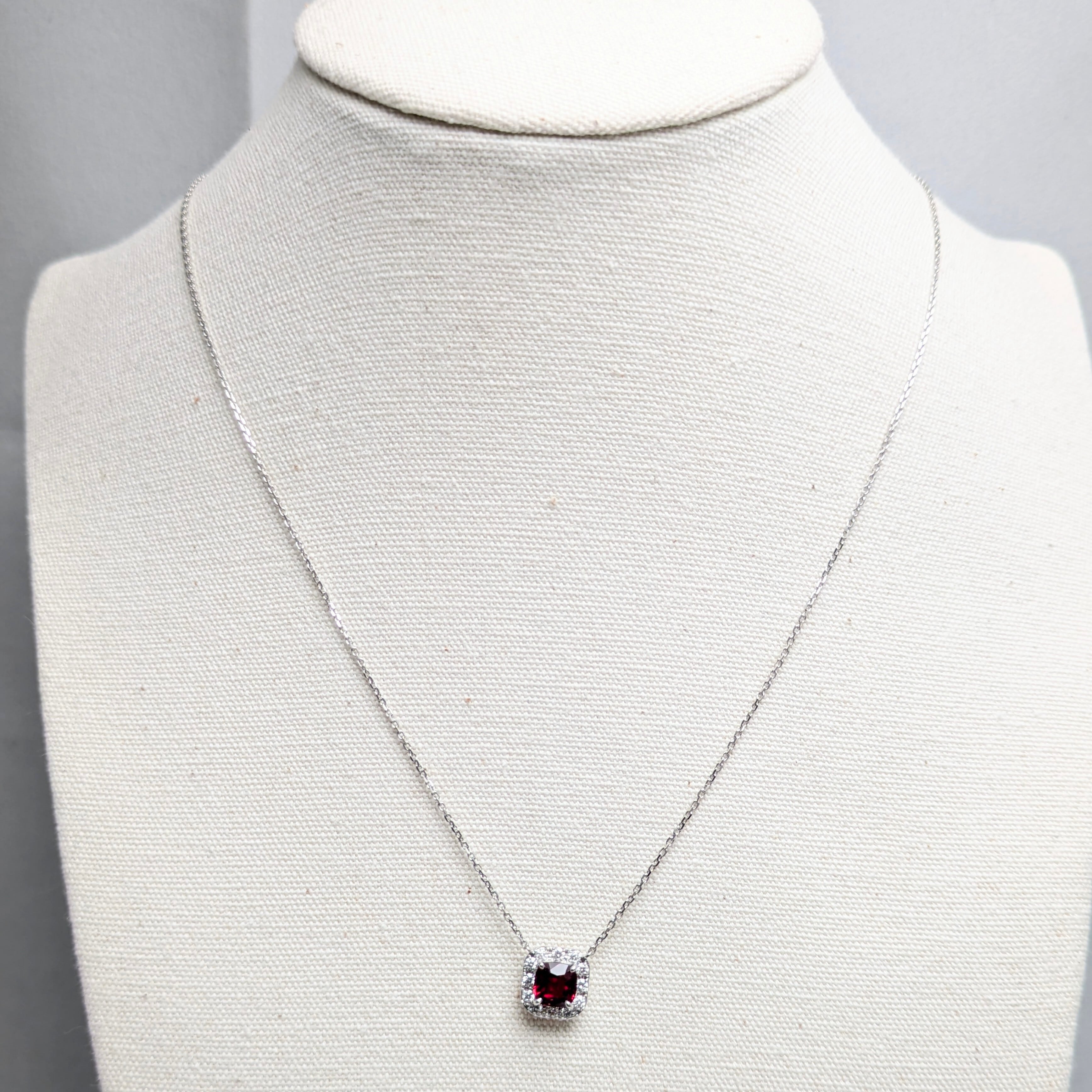 Pt900/850レッドスピネルネックレス ミャンマー・モゴック産 レッド
