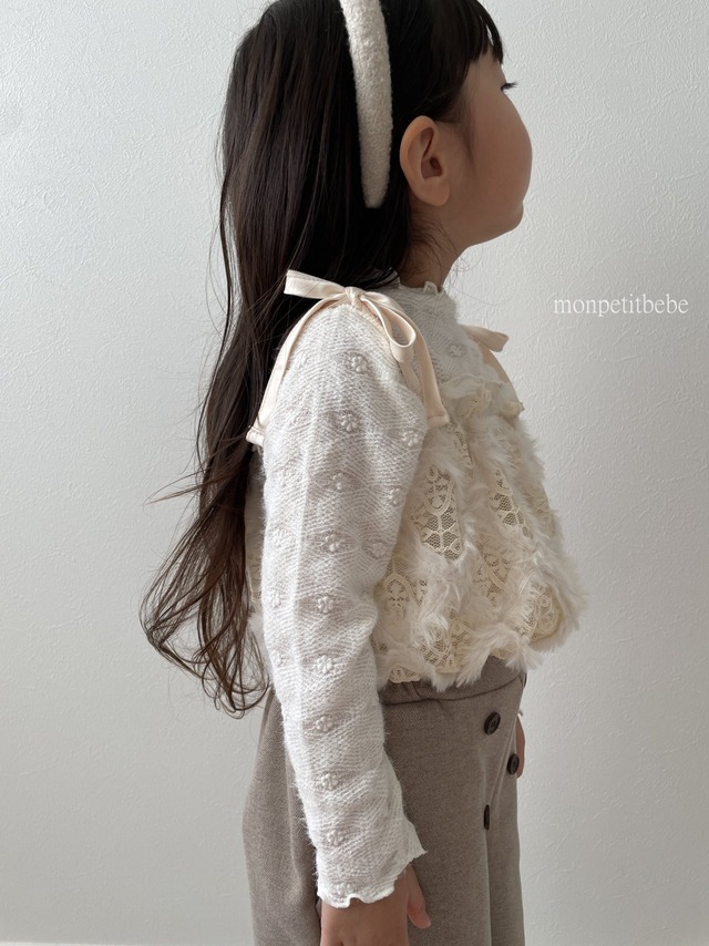 即納 cream 90cm / sweet T shirt [ Monpetit bebe ]