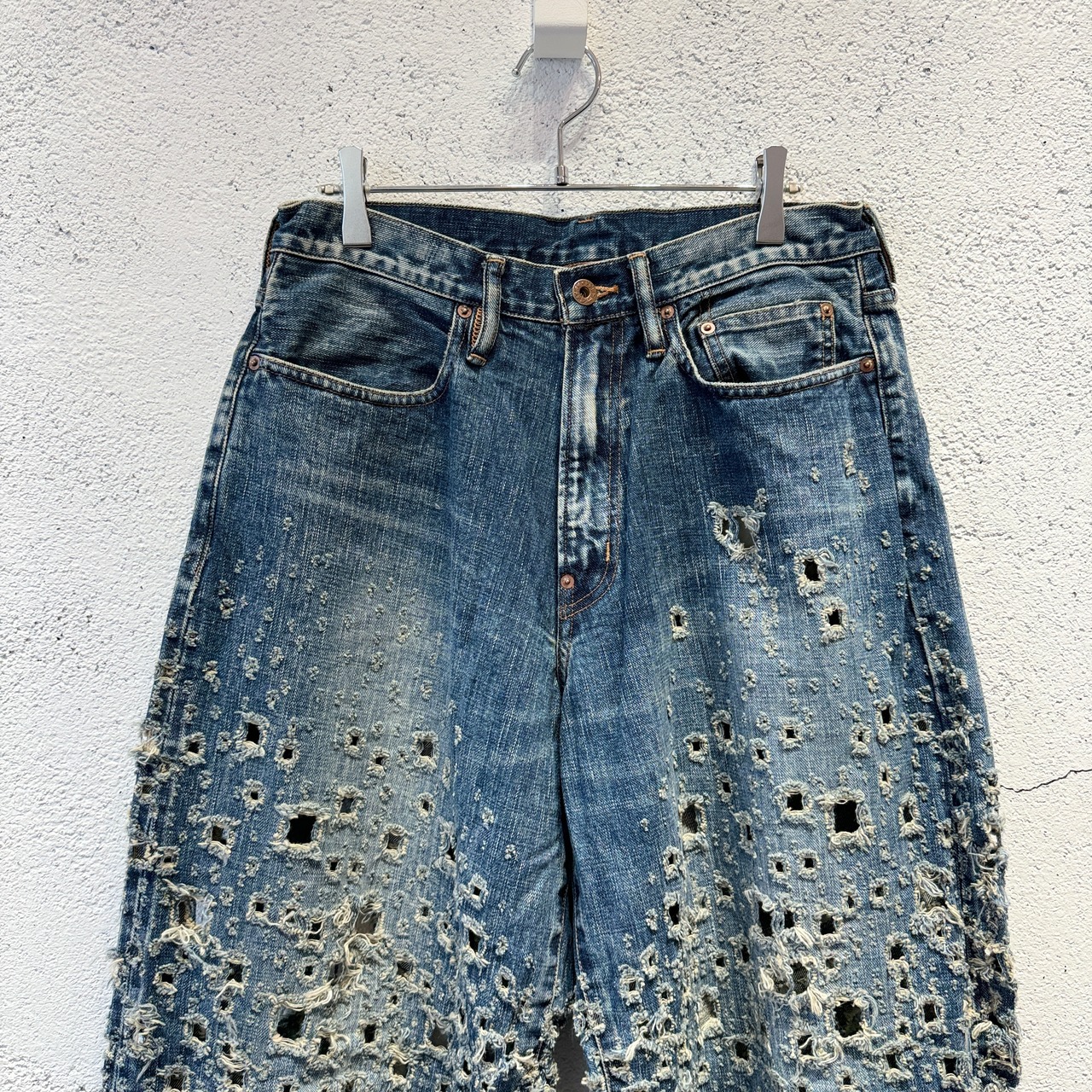 SUGARHILL / CRASHED MODERN DENIM WIDE TROUSERS / FADED INDIGO 