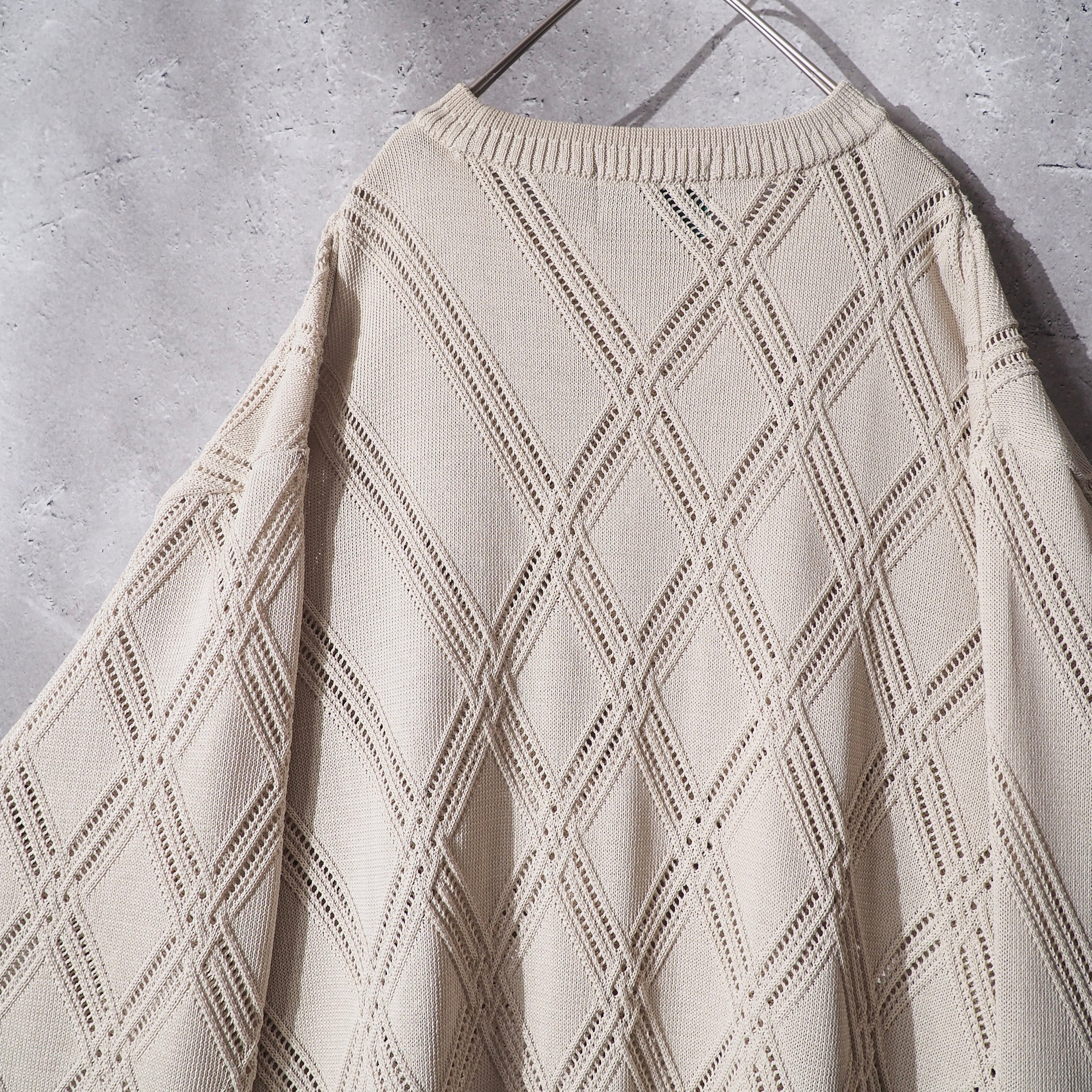 1990s Switching Mesh Embossed Vintage Loose Knit