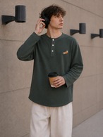 WIGGLE ROGO WAFFLE HENLEY TEE -Navy-　[T0063]