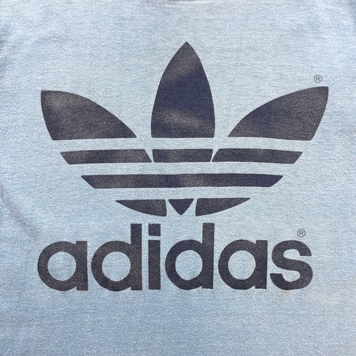 80年代 USA製 adidas トレフォイル ロゴ Tシャツ レディースM相当