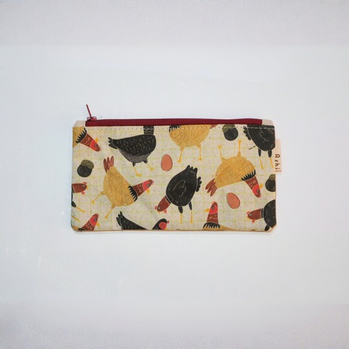 Ashi｜亜紙 Flat Pouch M＊Village Chicken 動物柄 紙ポーチ バナナ ハンドメイド