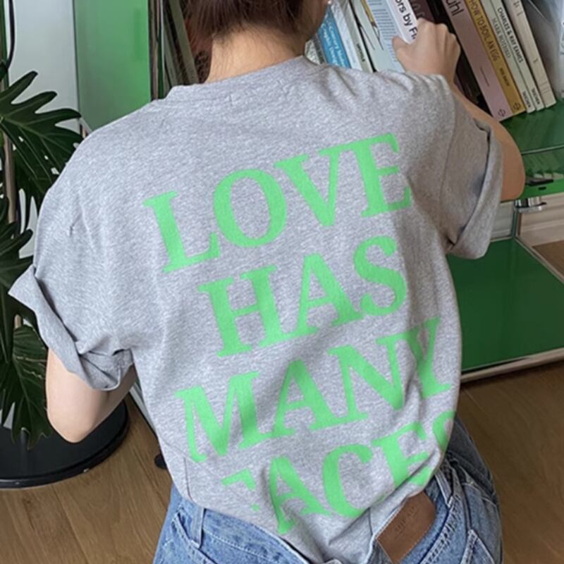 Back letter print t-shirt 3colors RW0529