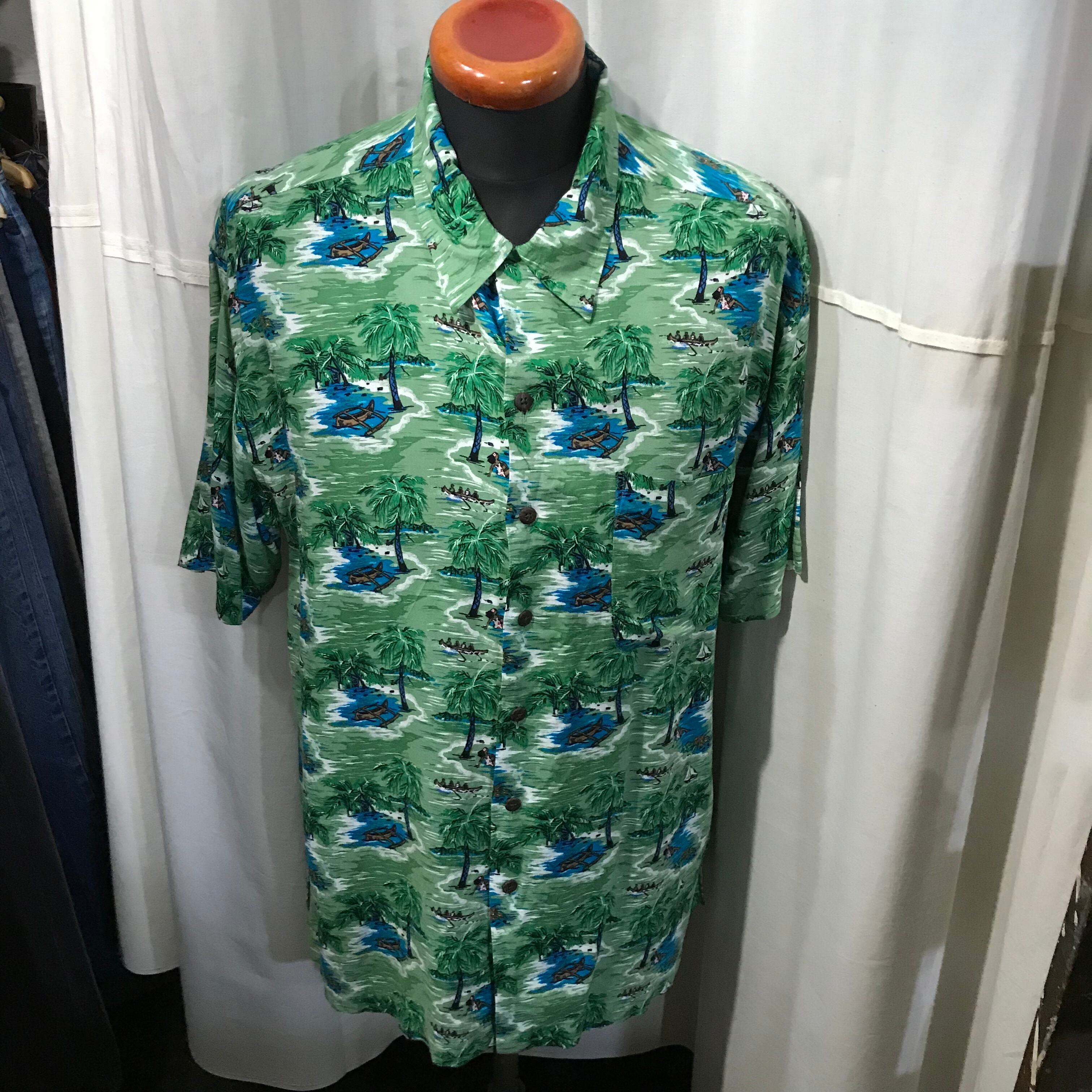 70 S Vintage Utility レーヨンアロハシャツ メンズl Used Clothing Shyboy