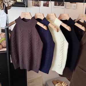 4色/アメリカンスリーブケーブルニット ・73358 4色/アメリカンスリーブケーブルニット ・73358